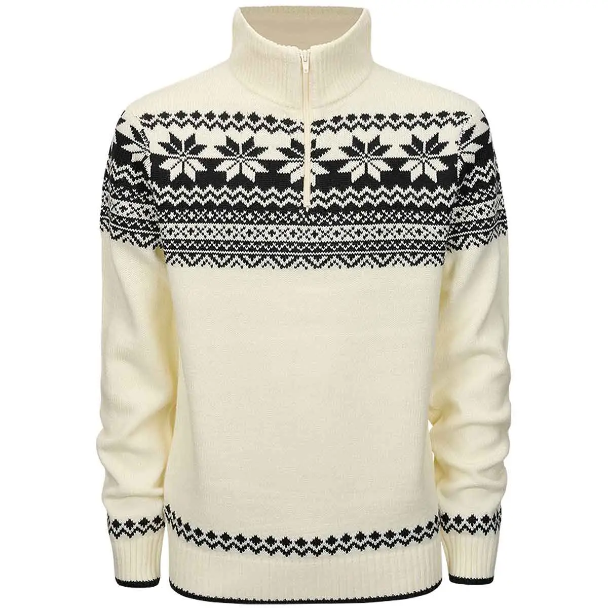 Norweger Pullover Troyer weiß