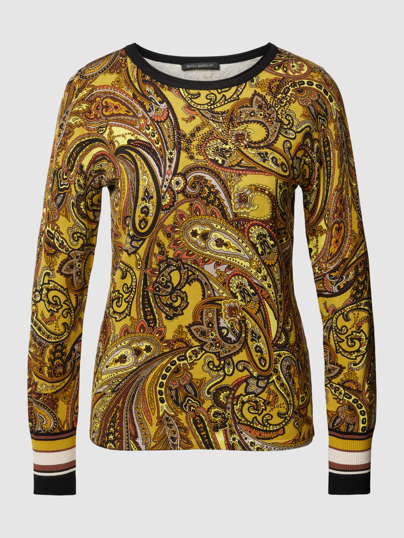 Strickpullover mit Paisley-Muster in senfgelb