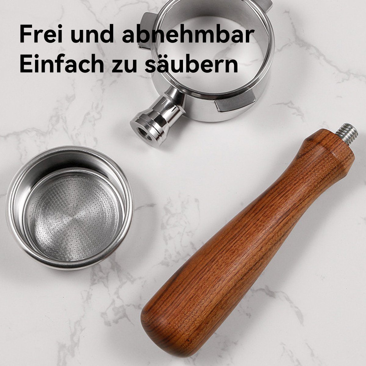 Hikeren Espressomaschine Bodenloser Kaffee Siebträger, mit Puck Screen, Holzgriff, 51/54MM, 54mm/51mm