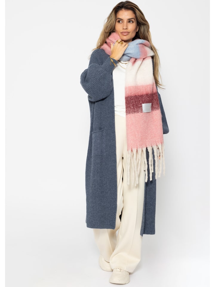 SASSYCLASSY Lang Cardigan mit Taschen in Jeansblau günstig kaufen