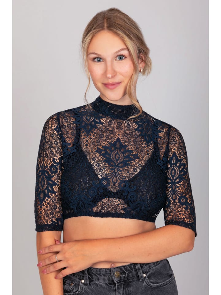 Edelnice Dirndlbluse Sissi Marineblau in blau günstig kaufen