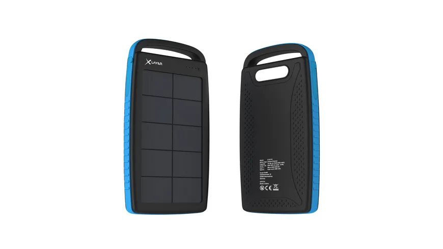 Zusatzakku XLayer Powerbank PLUS Solar Black/Blue 20.000 mAh