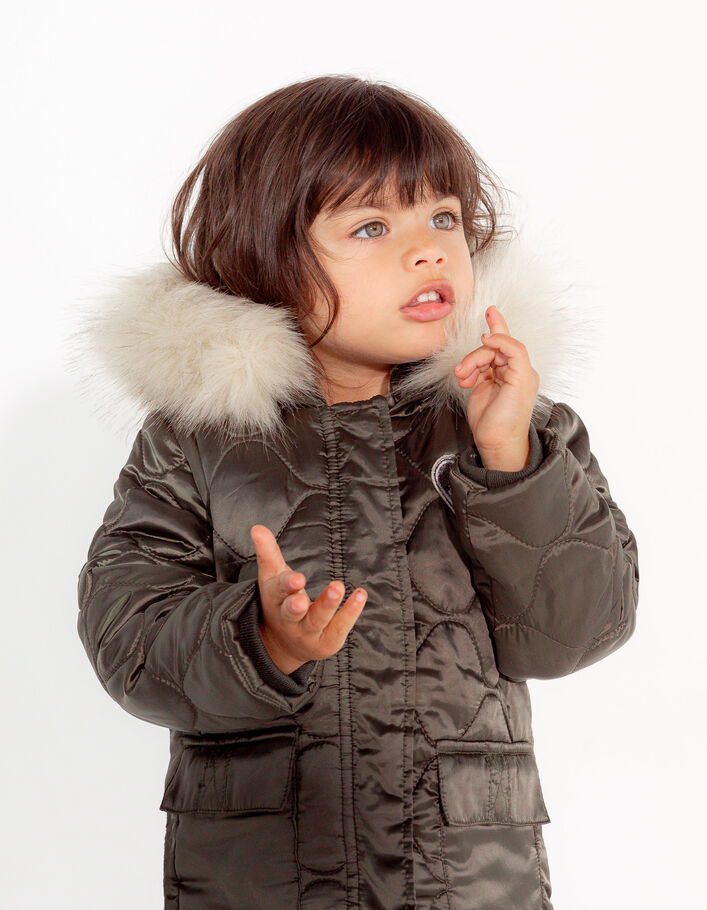 Parka kaki matelassée fourrée à capuche bébé fille