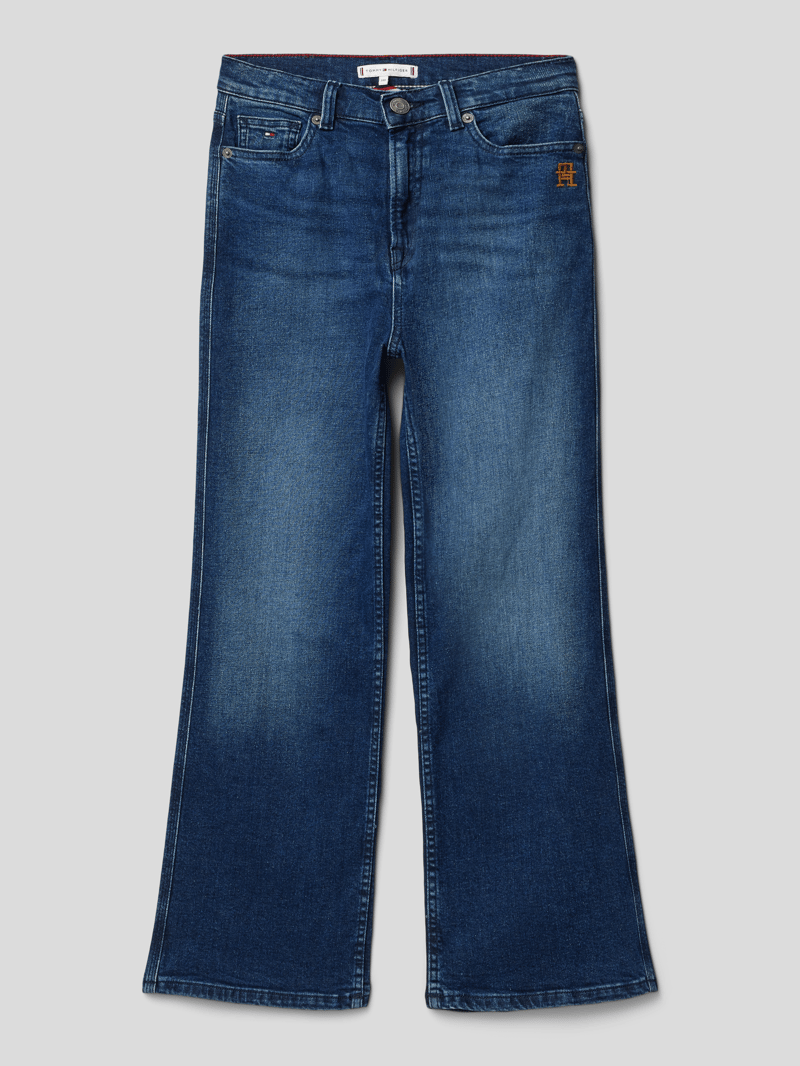 Straight Fit Jeans mit Label-Patch Modell 'MABEL' in blau