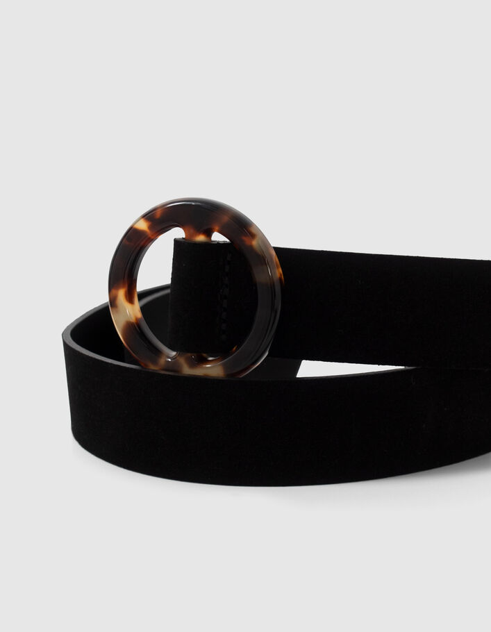 Ceinture noire cuir velours boucle façon écaille Femme