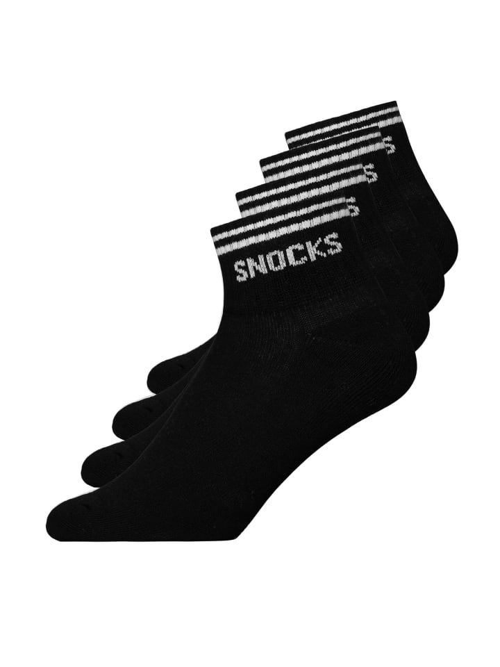 SNOCKS Retro Sneaker Socken aus Bio-Baumwolle 4 Paar in Schwarz (Streifen) günstig kaufen