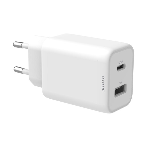 Dual-Ladenetzteil mit USB-A und USB-C PD, weiß