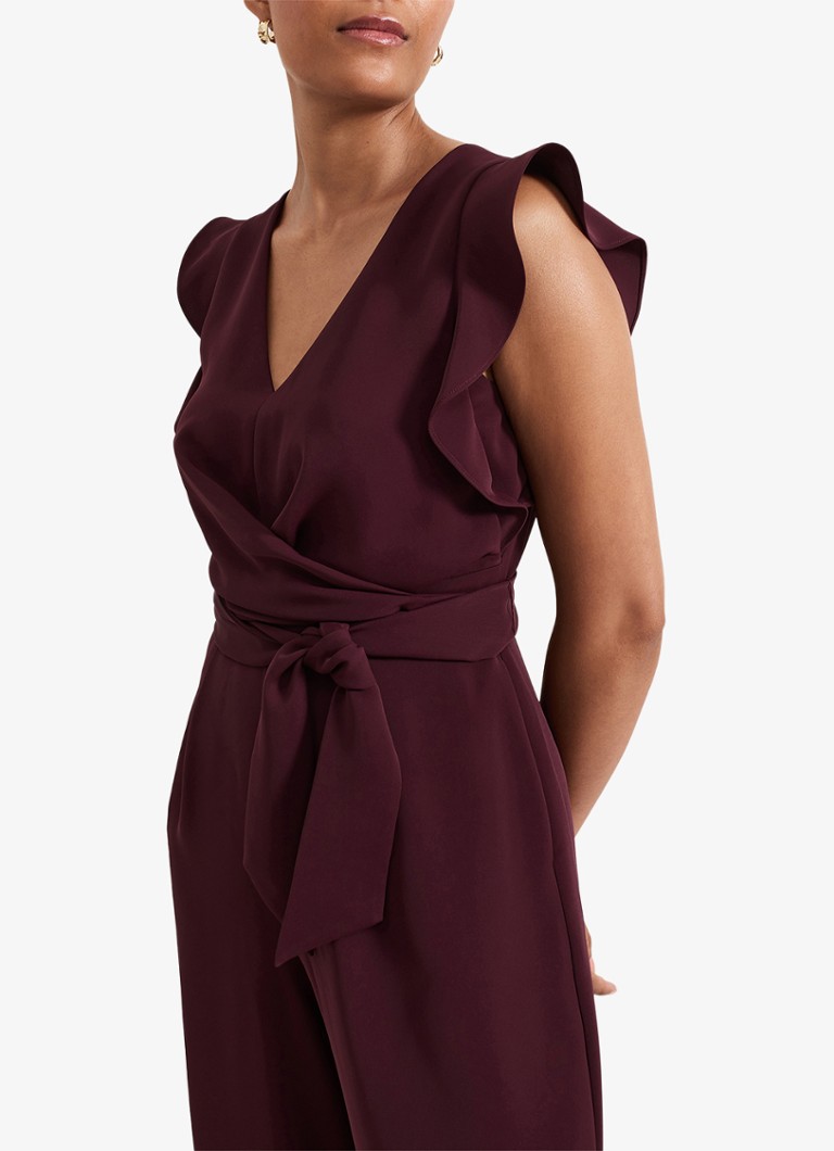 Phase Eight Petite Ayla wide fit jumpsuit with tie belt