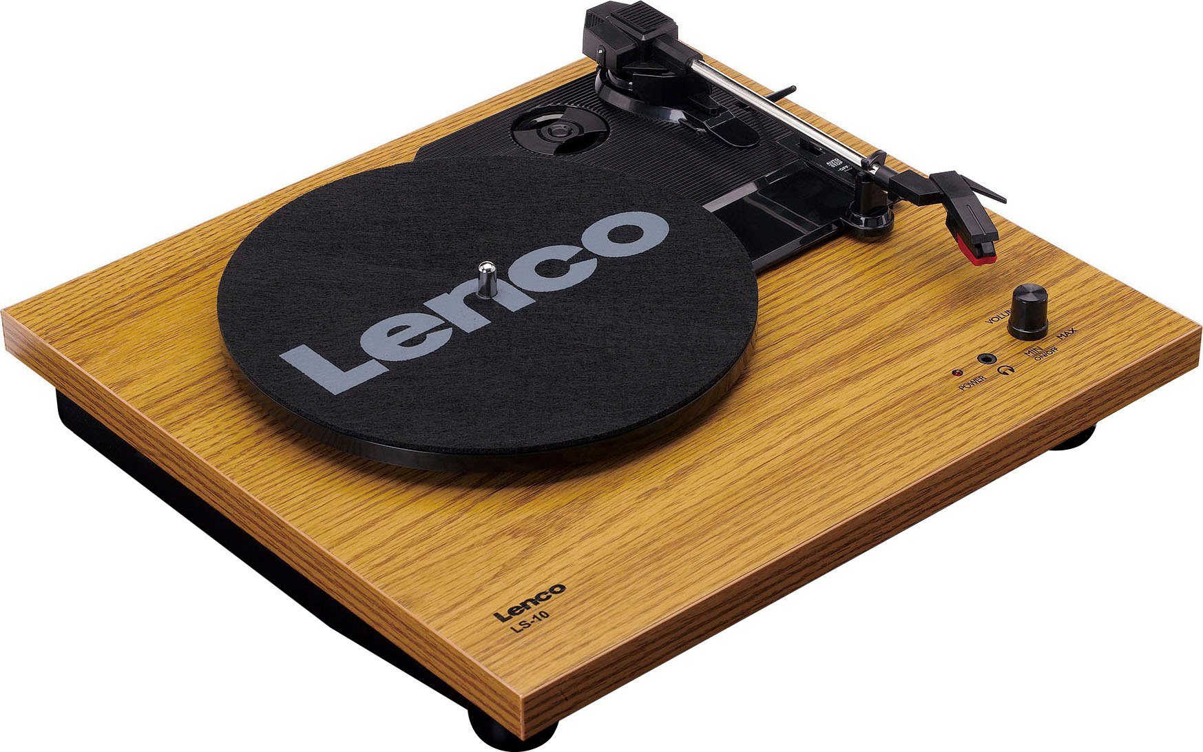 Lenco LS-10WD Plattenspieler mit Lautsprechern (Weiß/Holz) Plattenspieler (Riemenantrieb)