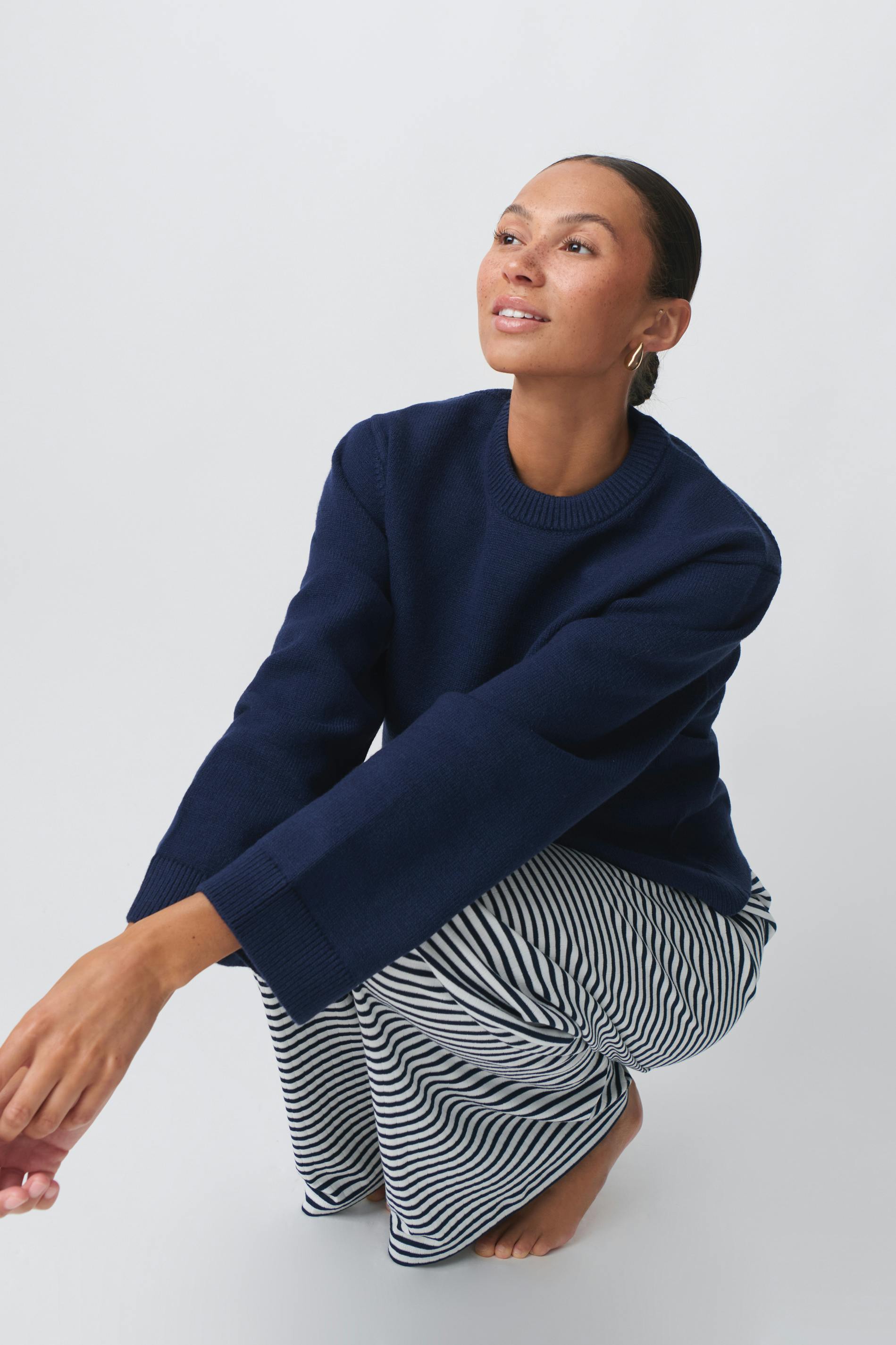 Knitted crew neck sweater