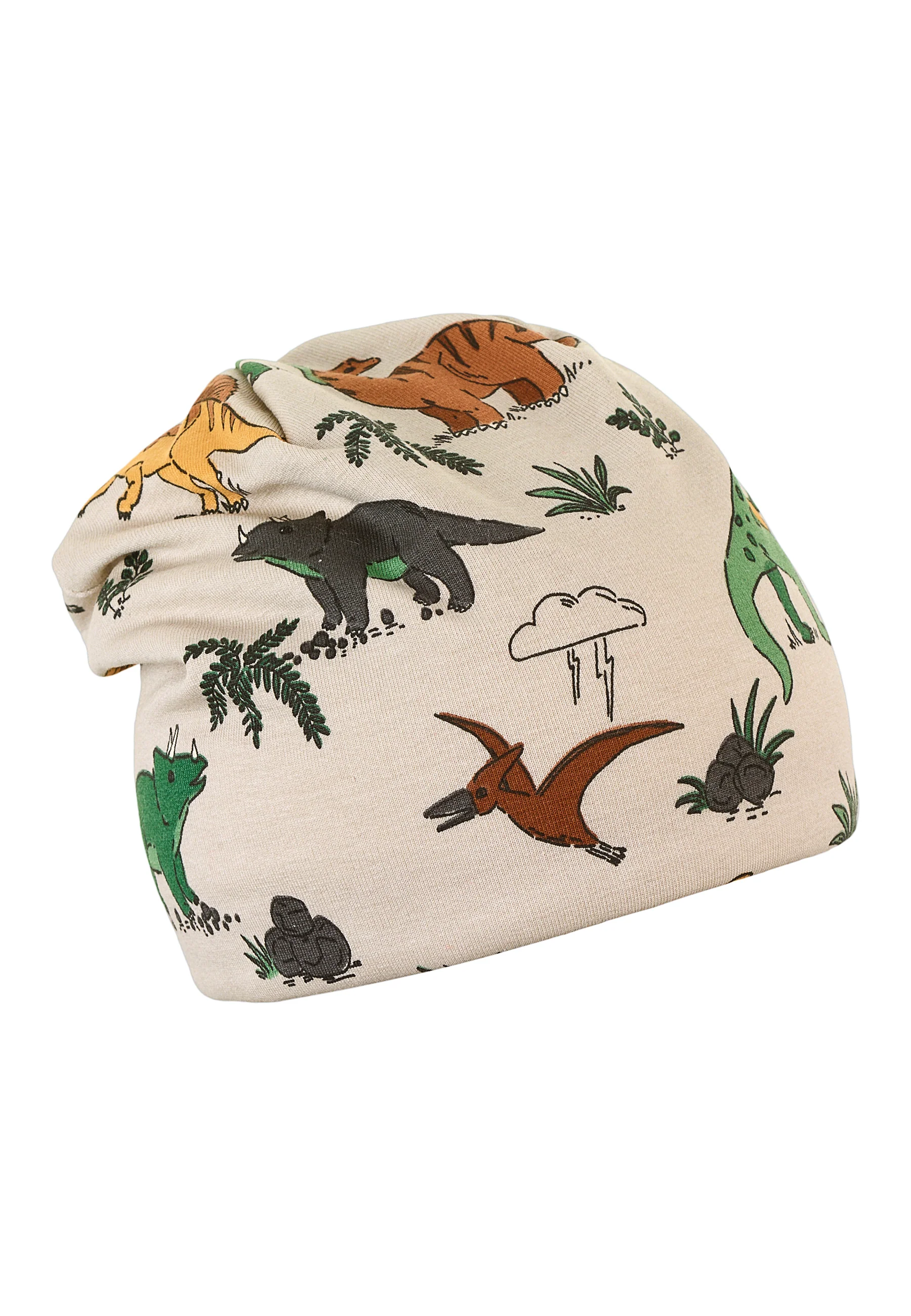 Slouch-Beanie aus Sweat mit Druck Dinos