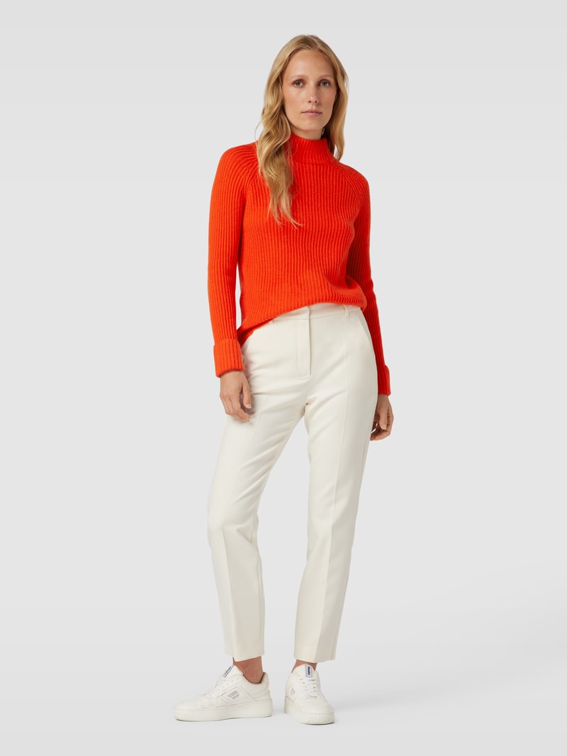 Rollkragenpullover aus Kaschmir mit Rippenstruktur in dunkel orange