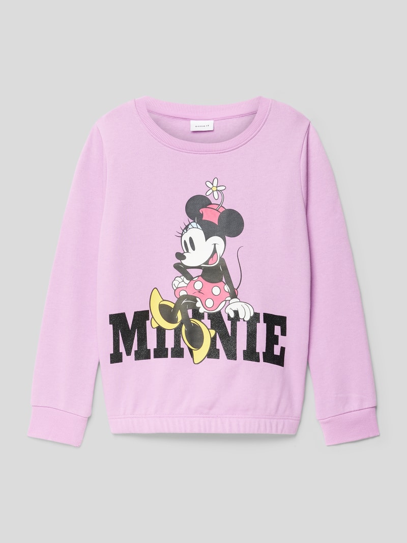 Sweatshirt mit Motiv-Print in rosa