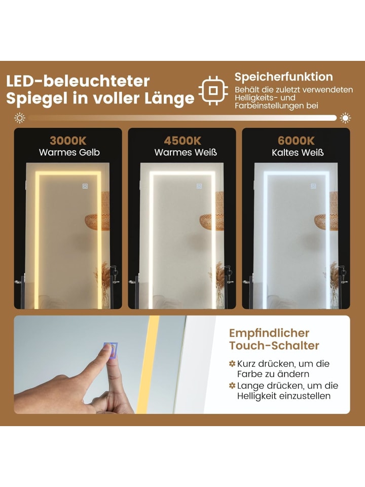 COSTWAY Schmuckschrank mit LED & Ablage in Weiß günstig kaufen onesize