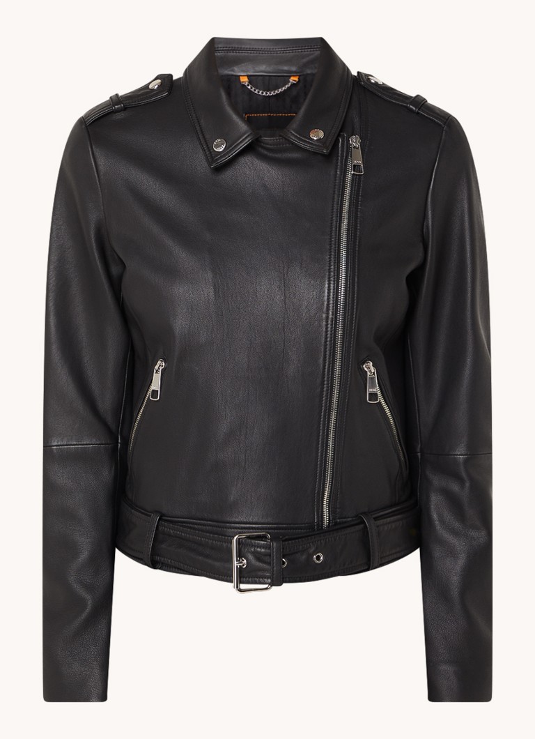 HUGO BOSS Sameli faux leather biker jacket with side pockets