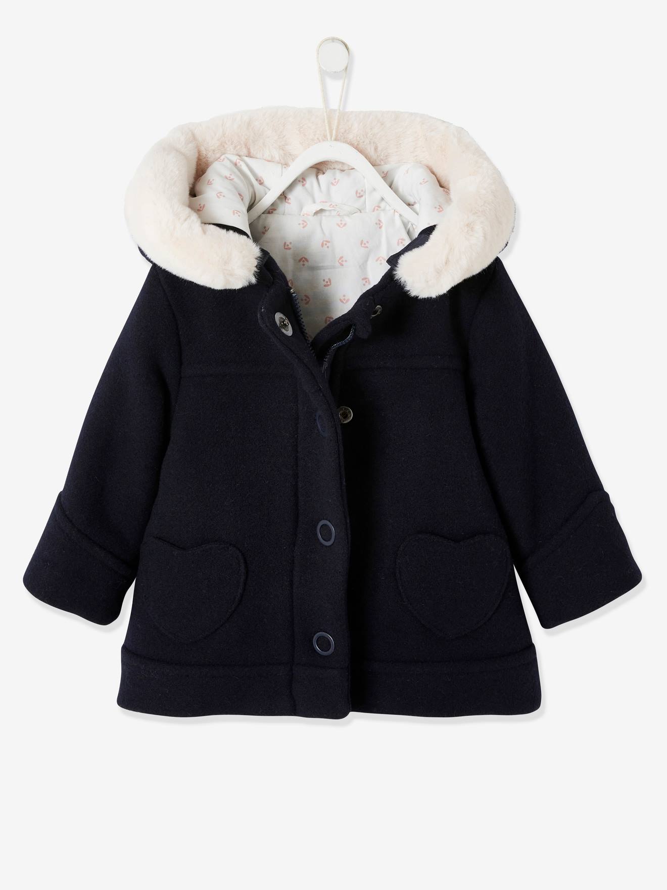 Manteau à capuche bébé fille encre