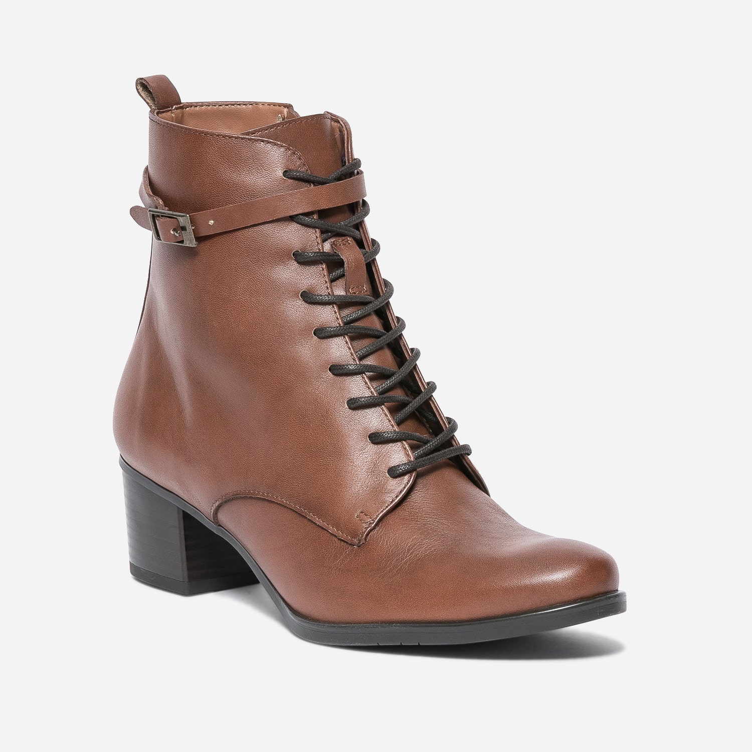 Bottine à talon ERAM FLEX cognac en cuir