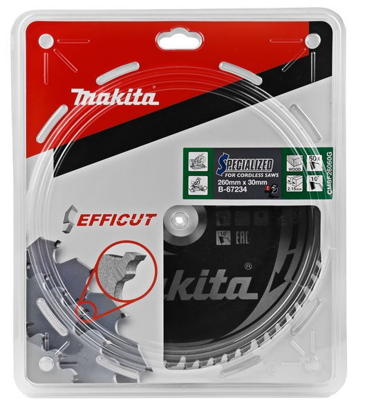 Brzeszczot do piły ukosowej Makita Accessories B-67290 Efficut Wood 260x30x2,15 80T 10g