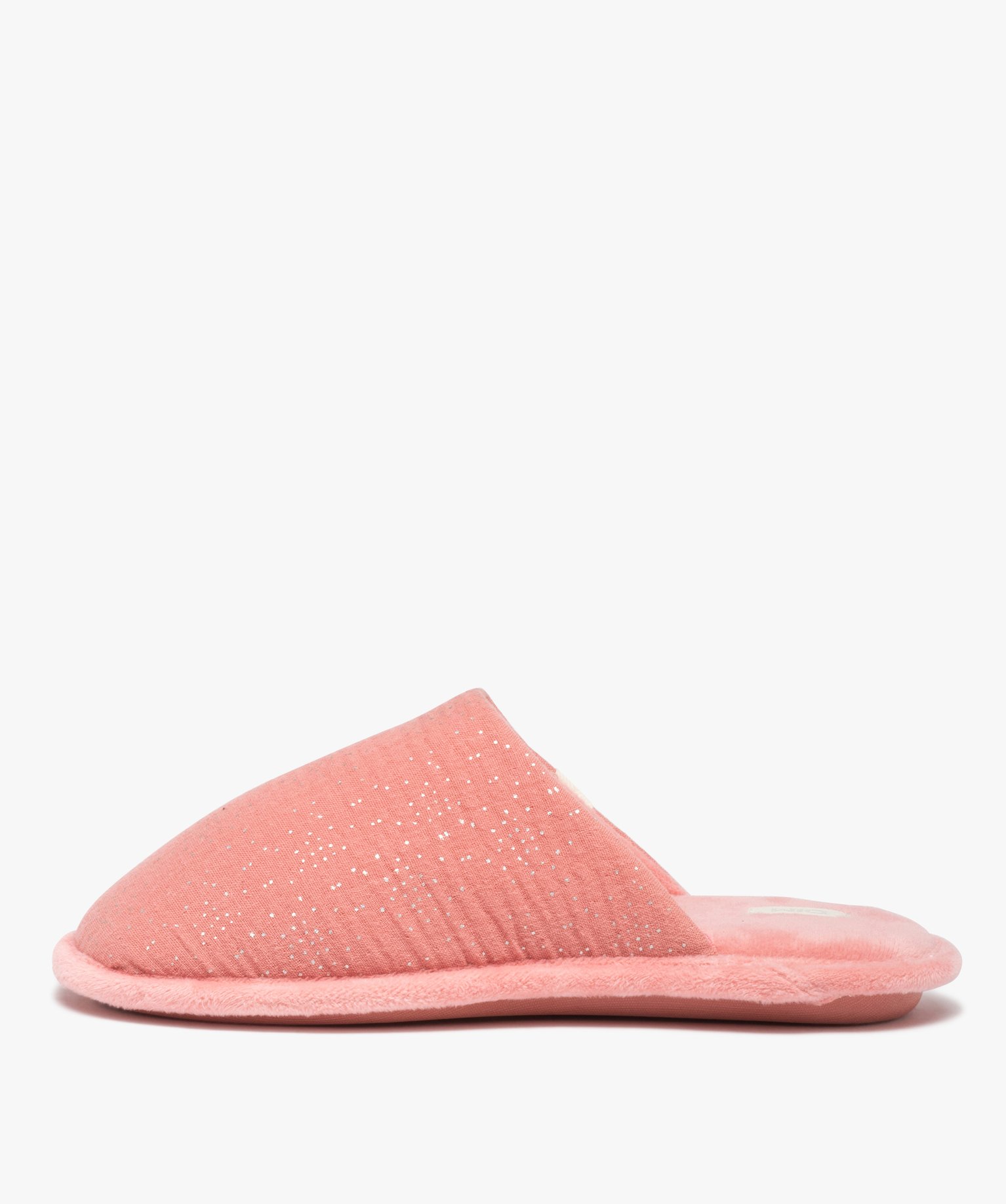 Chaussons femme mules avec dessus en gaze pailletée – Dim rose | GEMO