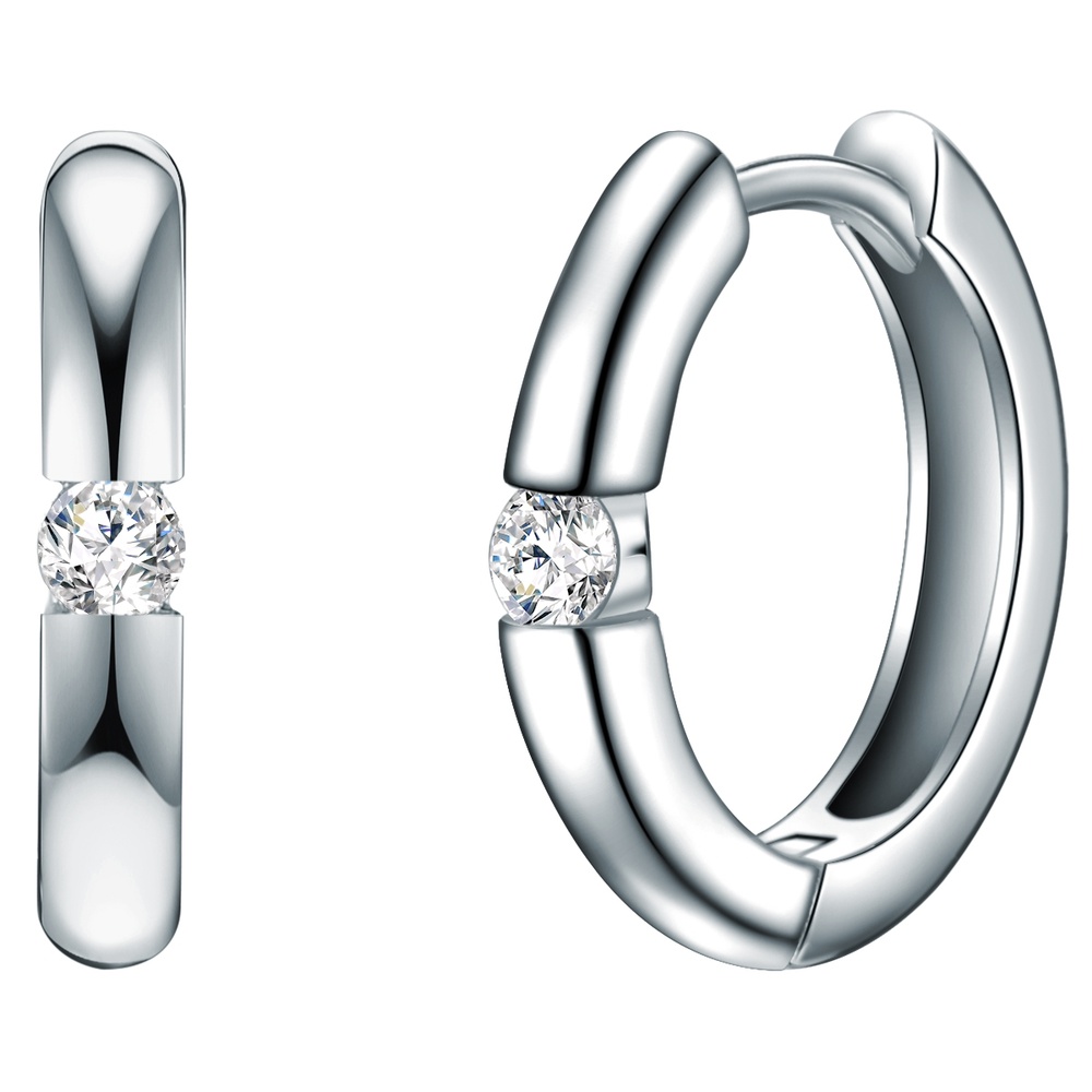 Trilani Créoles en argent Argent sterling Oxyde de zirconium (CZ) en Argent Boucles d'oreilles