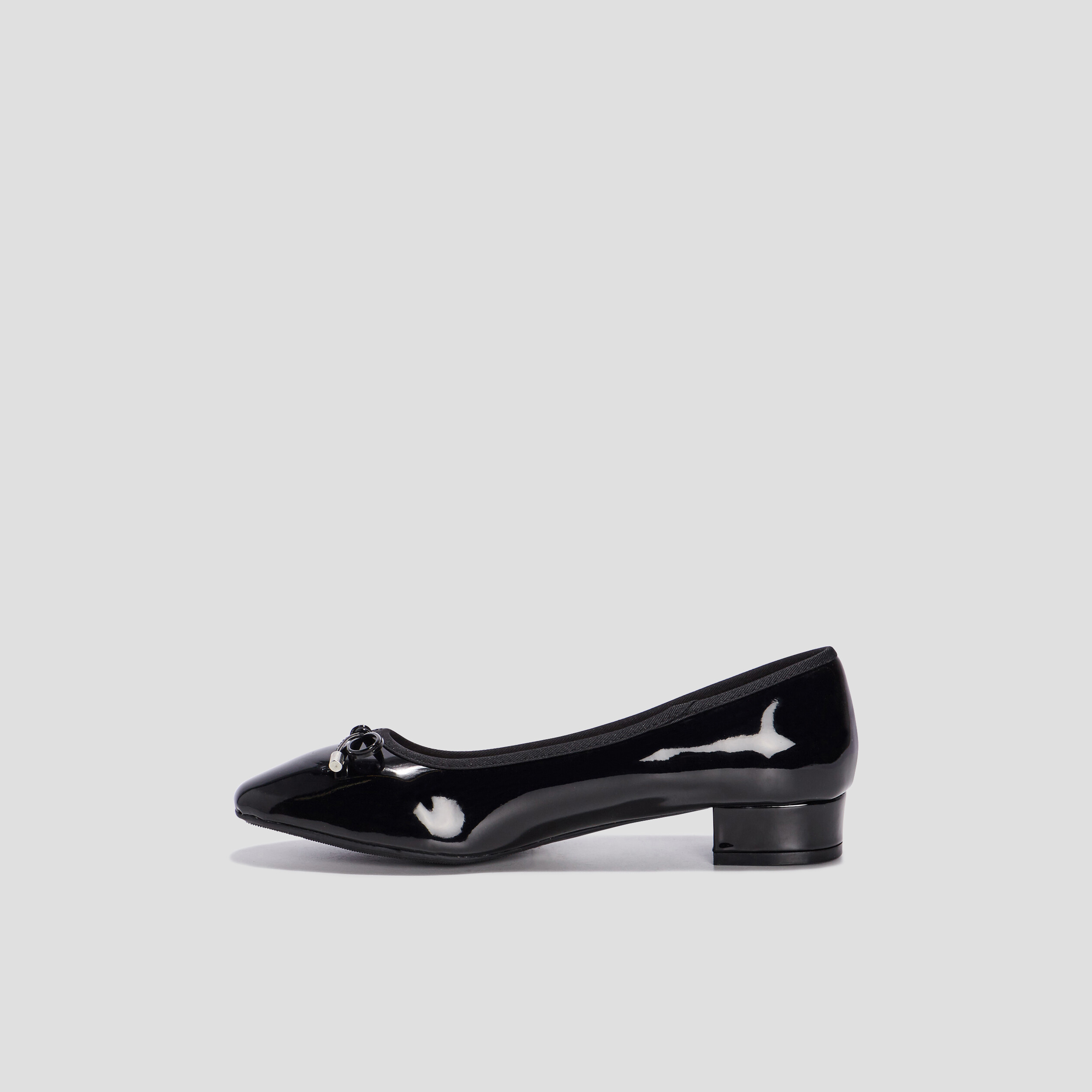 Ballerines à talons vernies noir femme | La Halle