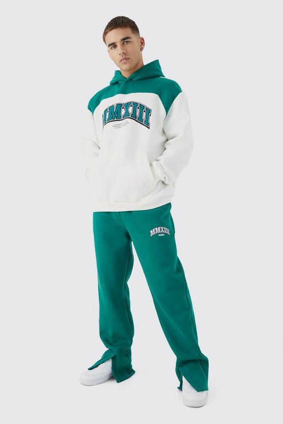 Oversize Colorblock Trainingsanzug mit Kapuze