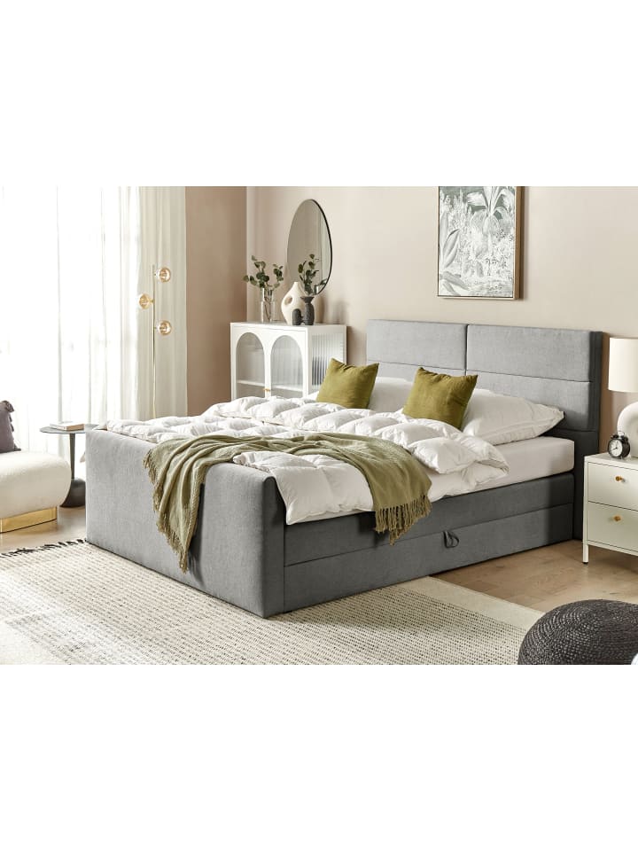 Beliani Boxspring Bett ARISTOCRAT in Grau/Silber - (W) 178 x (H) 115 x (L) 220 cm günstig kaufen onesize