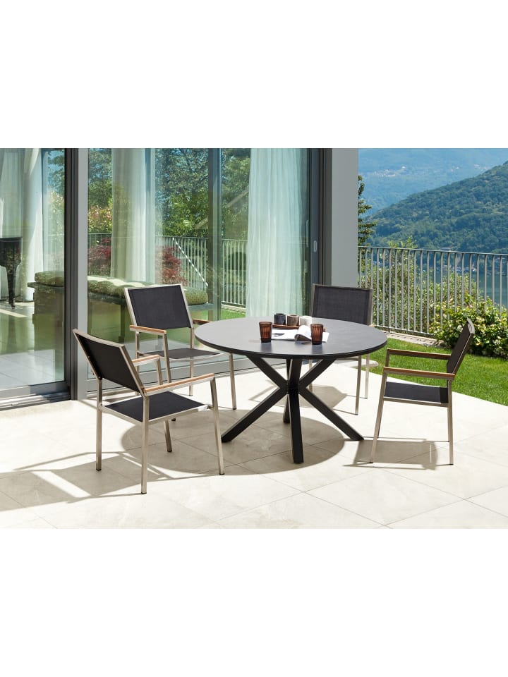 Beliani 5-tlg Gartentisch Set MALETTO/GROSSETO in Grau/Schwarz/Silber günstig kaufen onesize