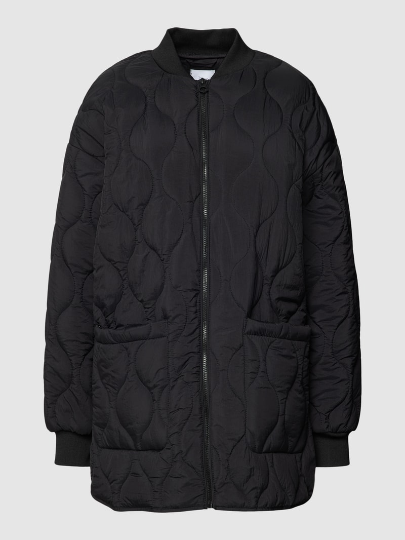 Steppjacke mit Strukturmuster in schwarz
