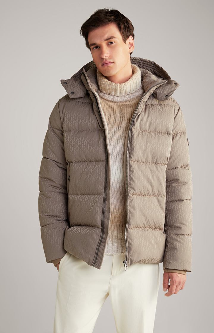 Logo-Steppjacke Vastos in Hellbraun gemustert