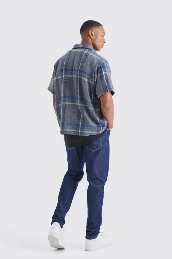 Kurzärmliges kariertes Overshirt
