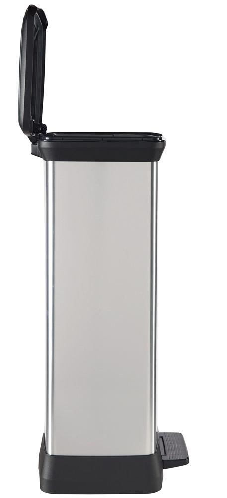 Curver DECOBIN Abfalleimer 50L mit Fußpedal silber metallic