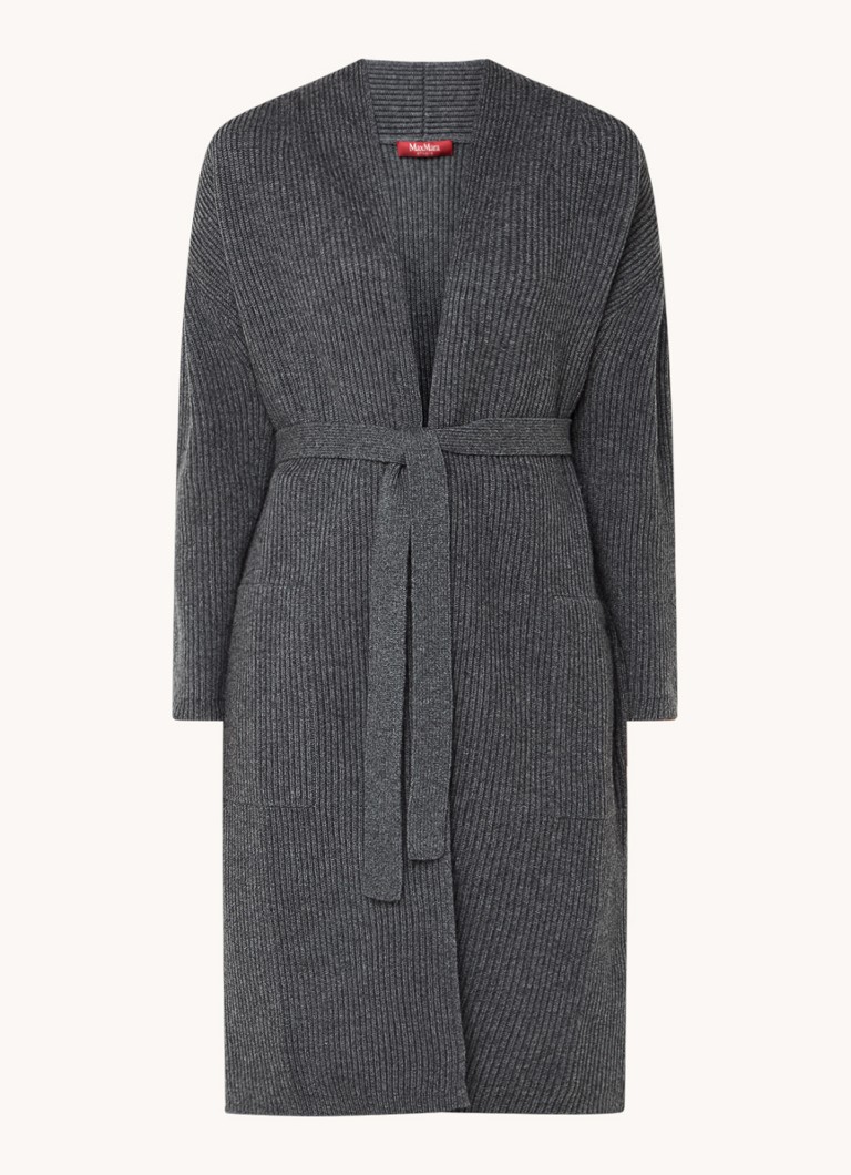Gilet ouvert côtelé MaxMara Verna en mélange de cachemire avec ceinture à nouer