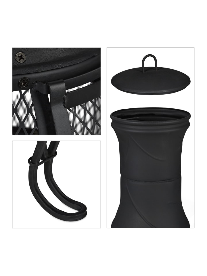relaxdays Terrassenofen in Schwarz - (H)88 x Ø38 cm günstig kaufen onesize