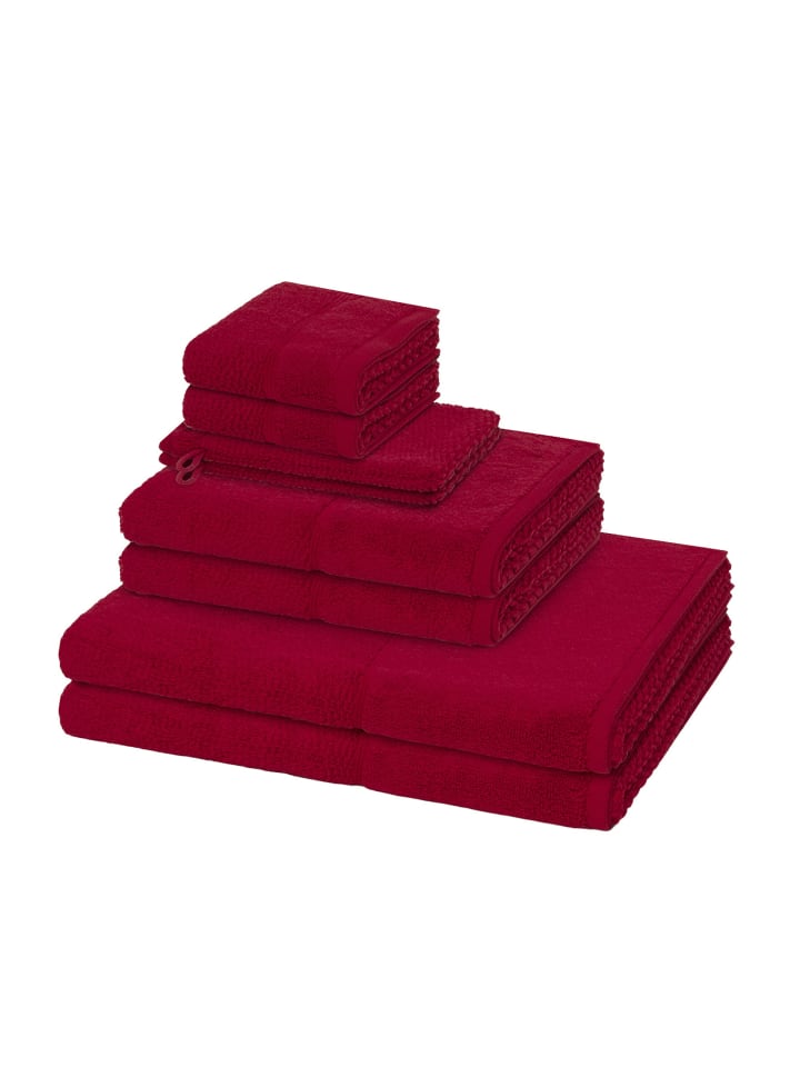 Möve for Frottana 2 X Wasch- 2 X Gäste- 2 X Dusch- 2 X Handtuch im Set Pearl in Ruby günstig kaufen 8