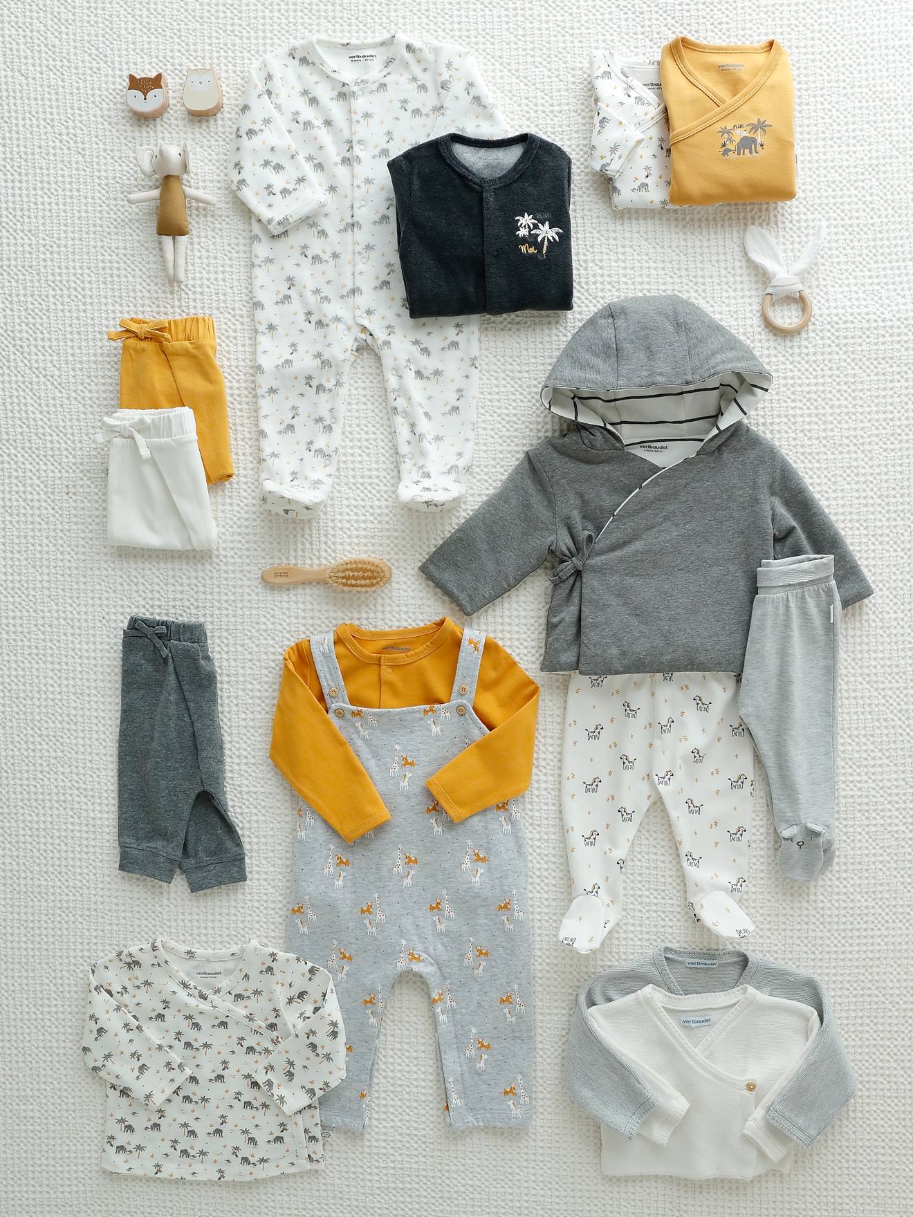 Brassière bébé en coton et laine bleu pale