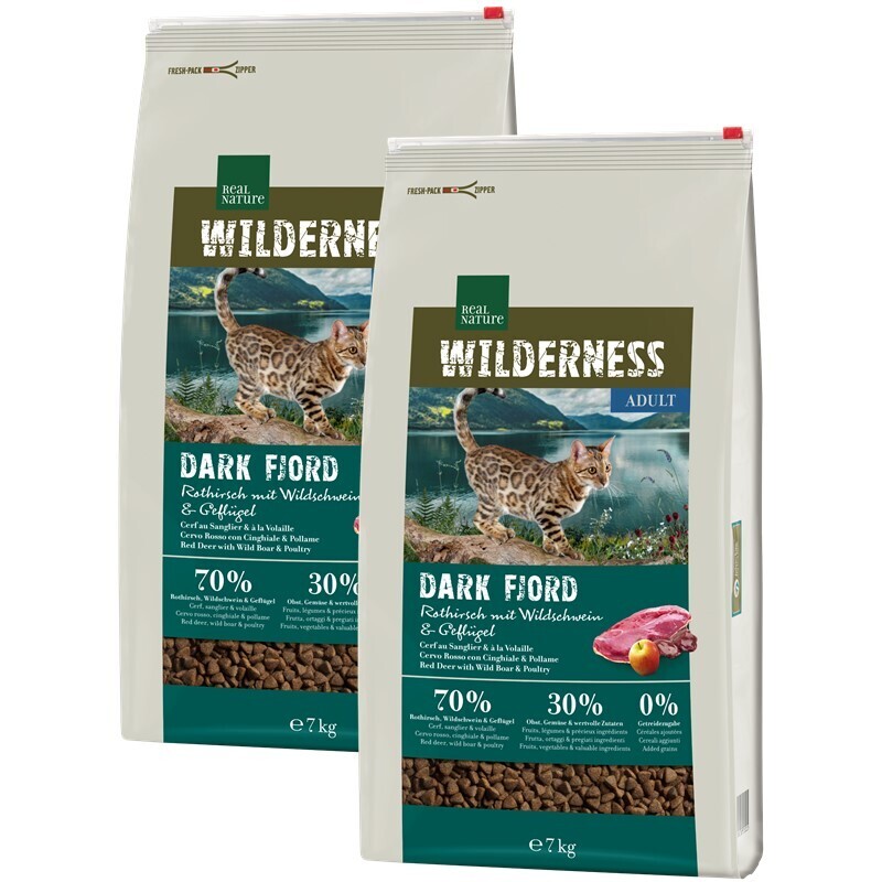 REAL NATURE Trockenfutter REAL NATURE WILDERNESS Dark Fjord Adult Rothirsch, Wildschwein & Geflügel 2x7 kg