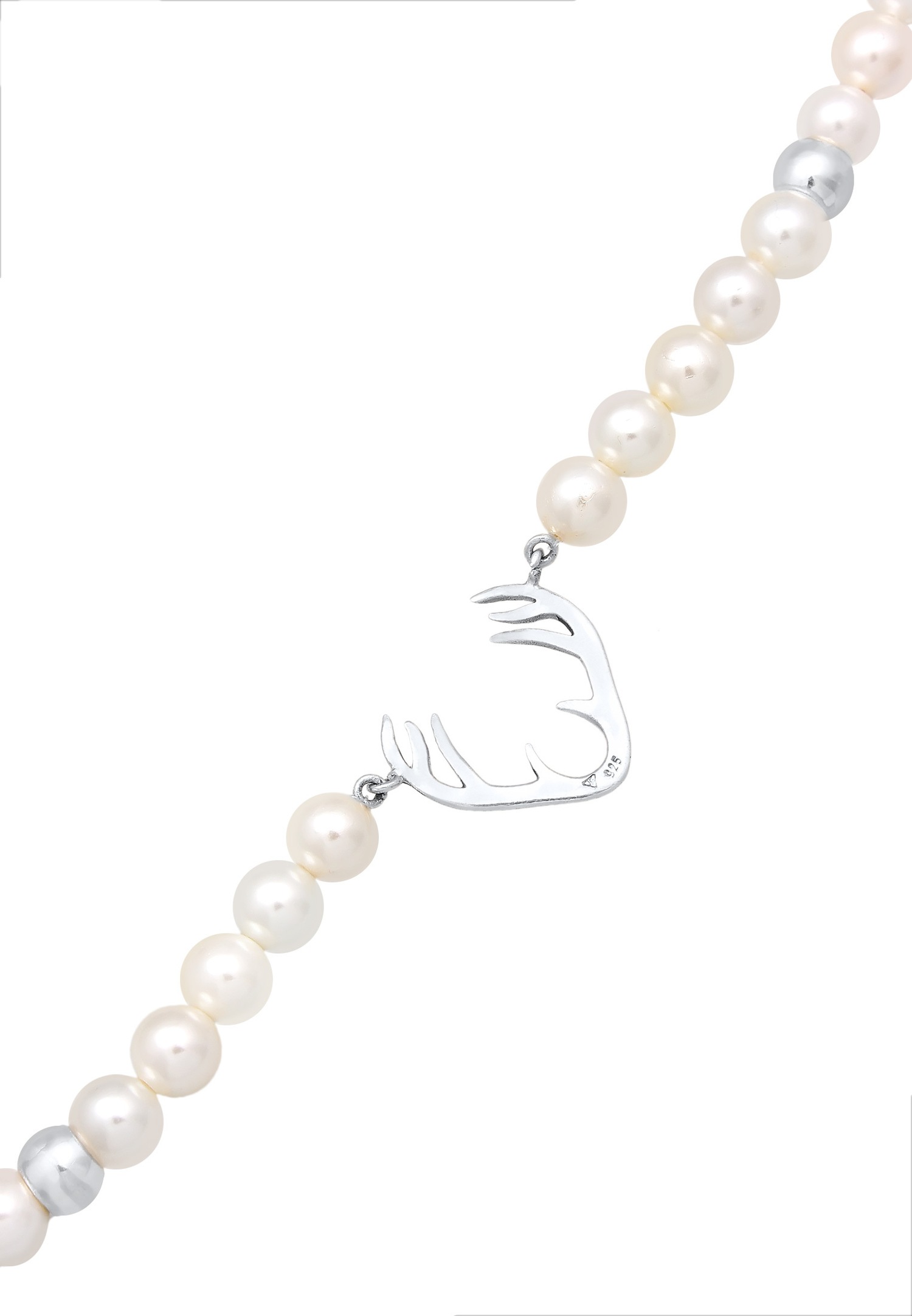 Collana girocollo da donna Elli con corna di cervo e perline di conchiglia in argento sterling 925.