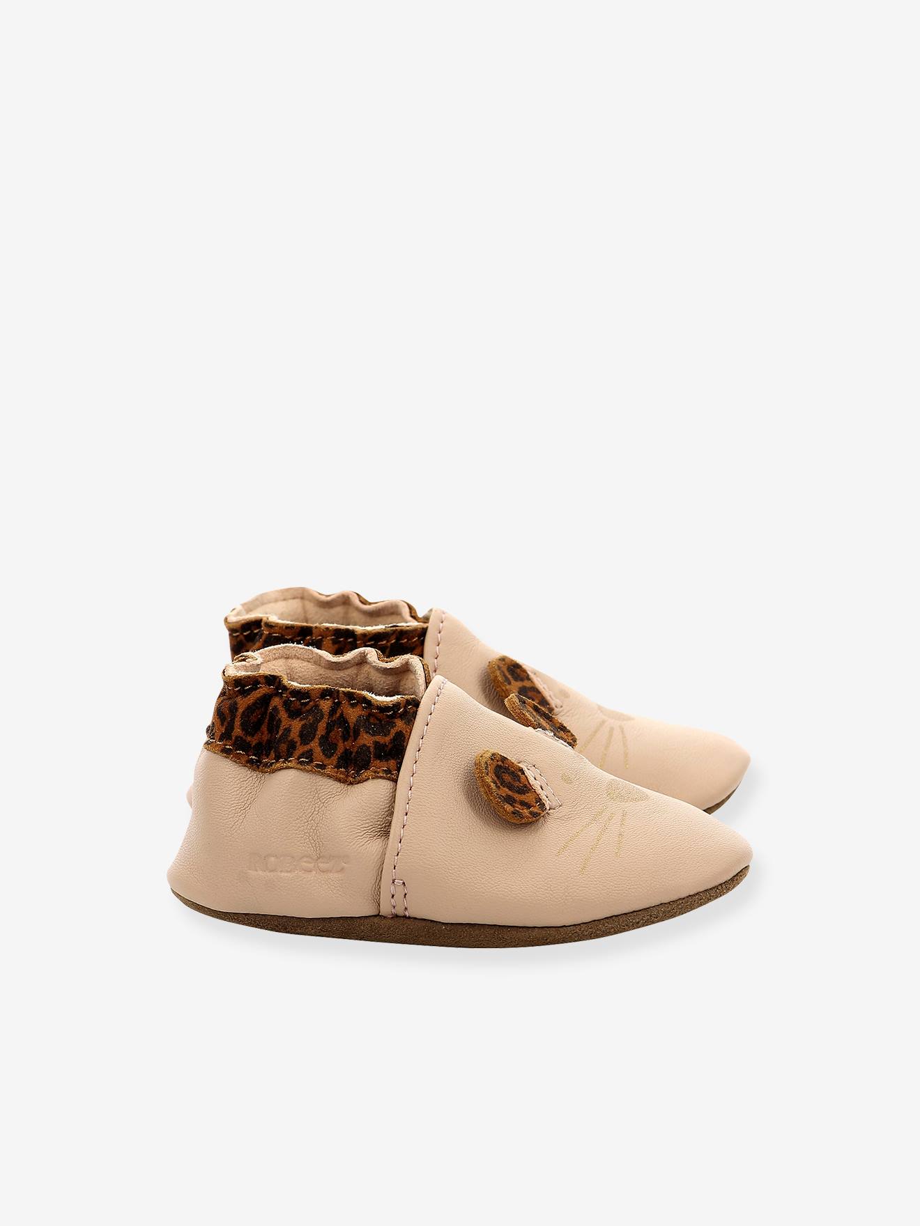 Chaussons cuir souple bébé Leo Mouse 874641-10 ROBEEZ© rose