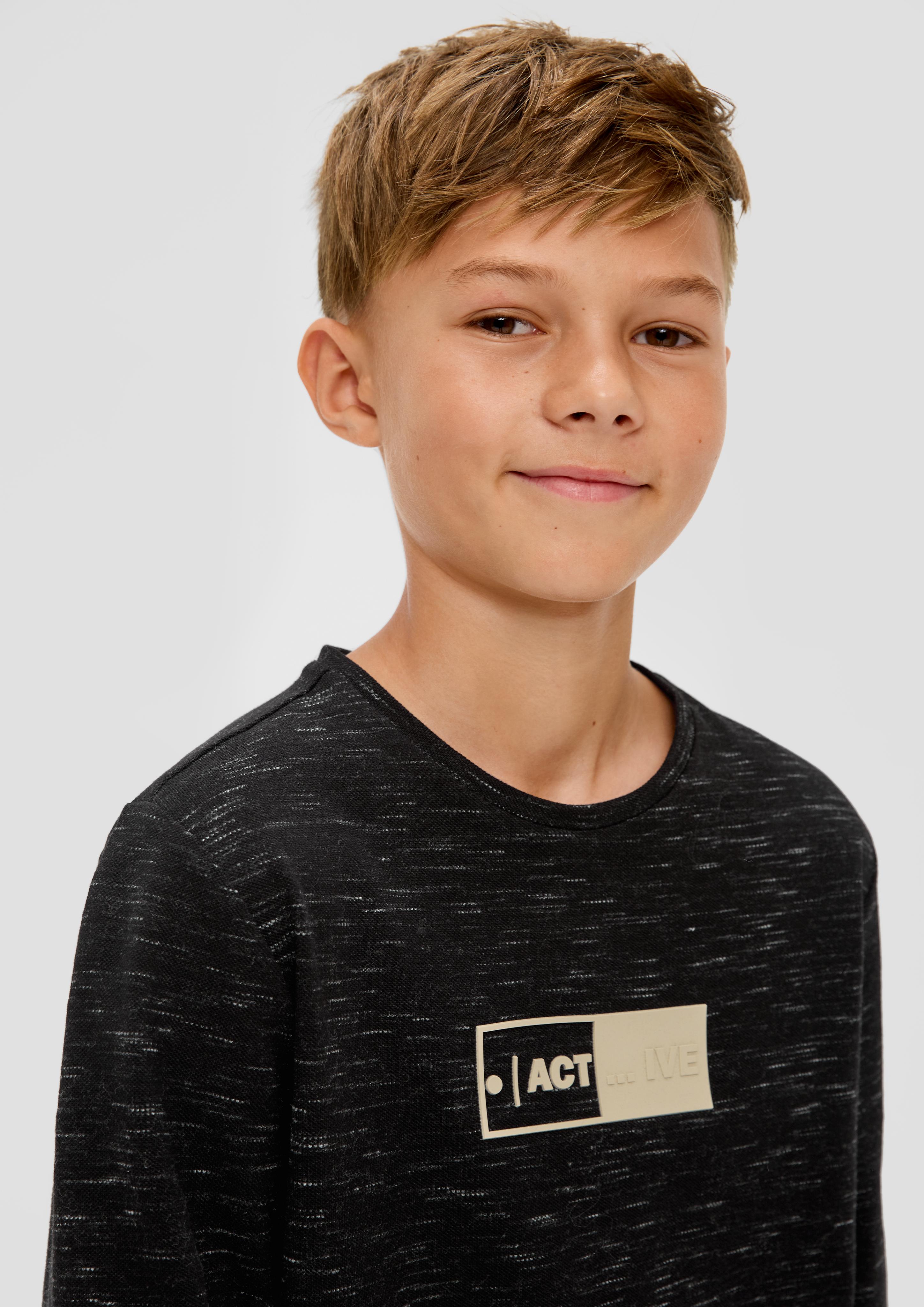 Meliertes Longsleeve mit Piqué-Struktur  2137548-99W2
