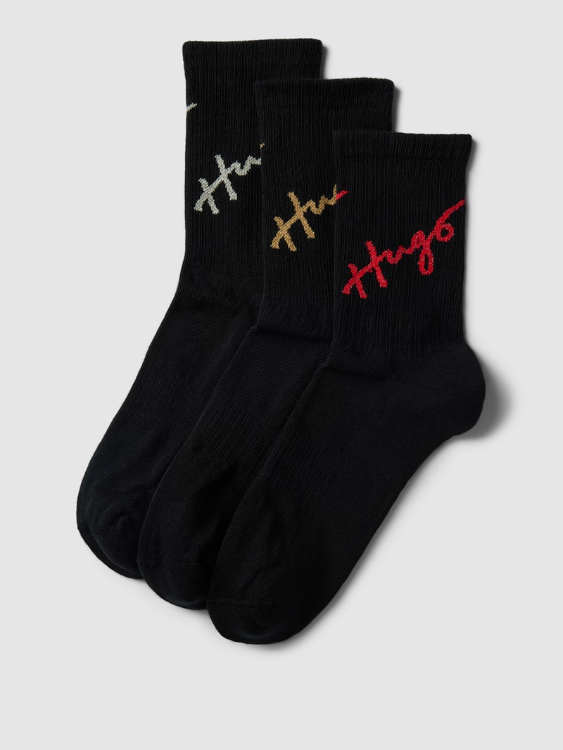 Socken mit Label-Detail im 3er-Pack in schwarz