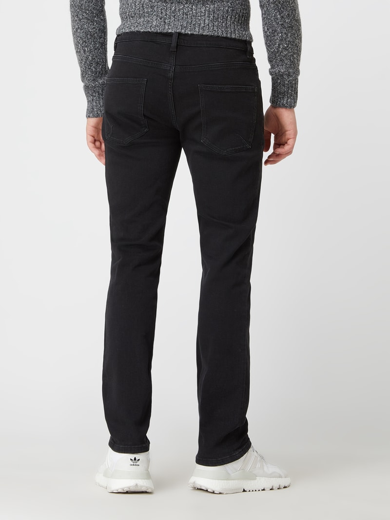 Jeans mit Label-Patch in schwarz
