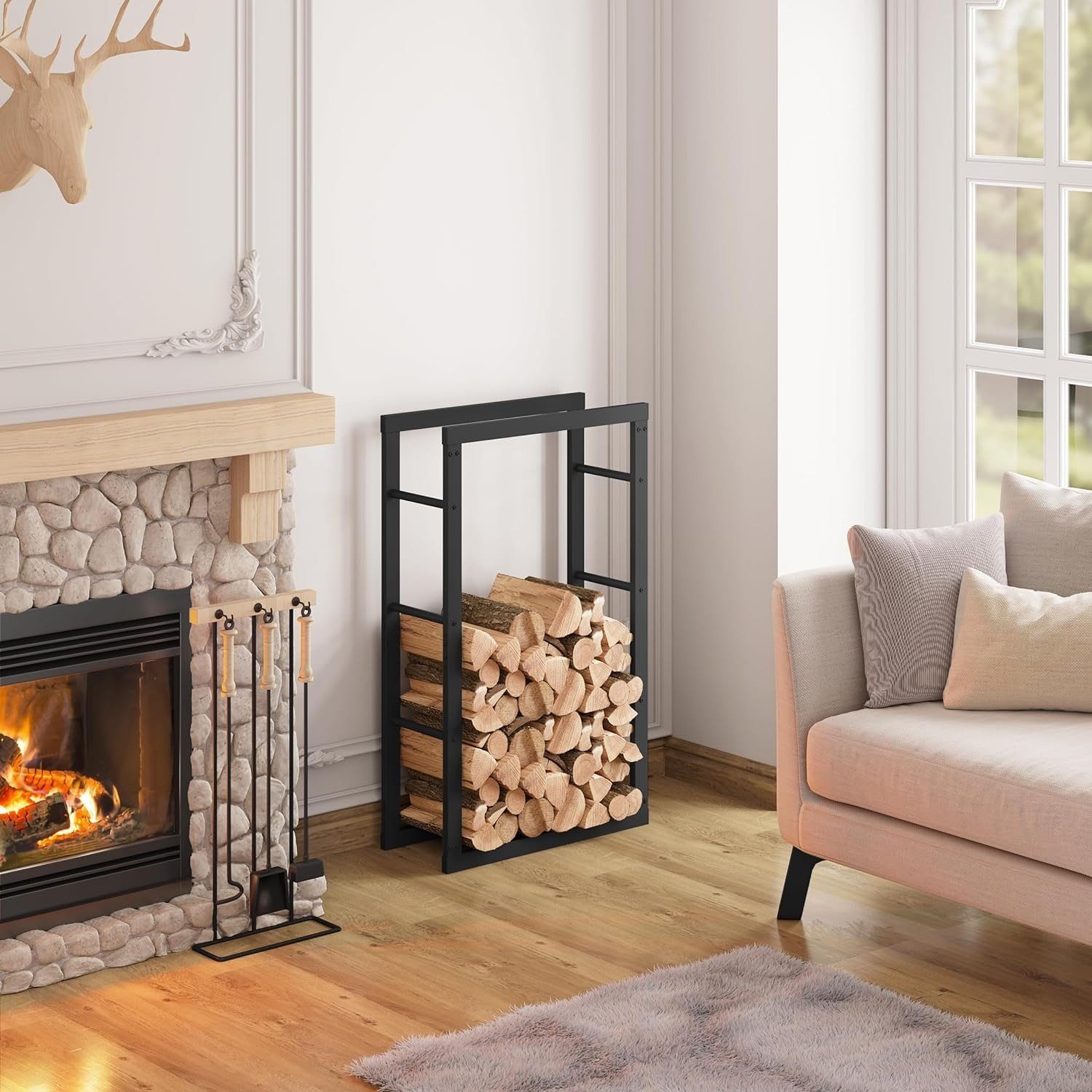 EUGAD Kaminholzregal, BxTxH:60x25x100 cm, (1-St), Innen Außen aus Metall für Kaminholz
