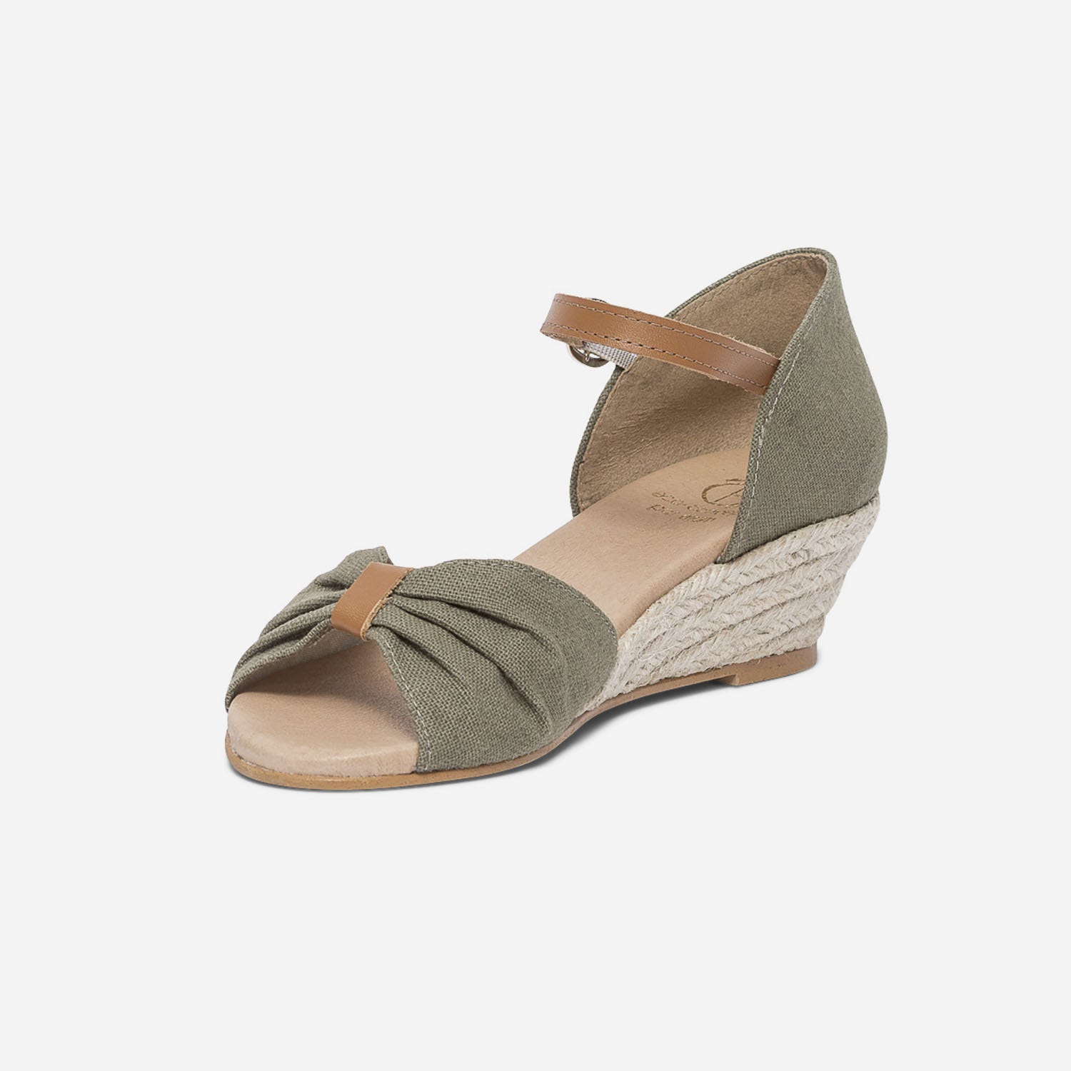 Sandale kaki en toile de coton et chanvre