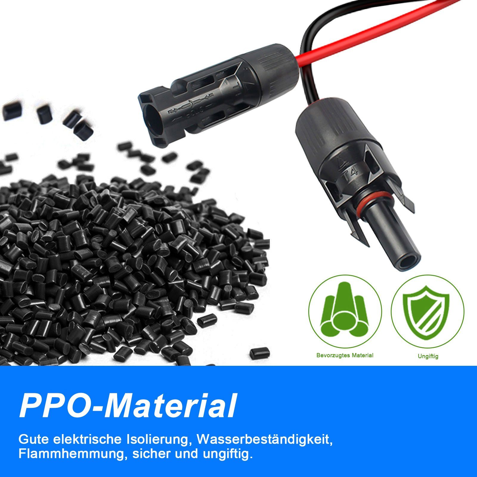 PFCTART Solarmodul 6mm² Solarkabelverlängerung,PV MC4 Photovoltaik Verlängerungskabel