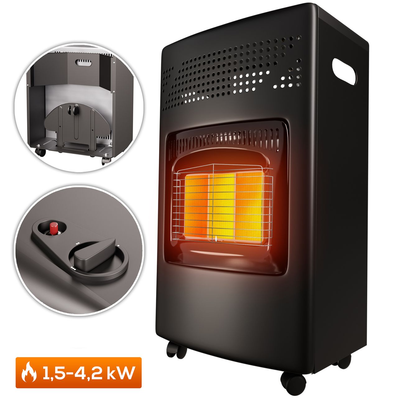 TroniTechnik Gas- Heizgerät für Propangas mit Nennleistung 4,2KW inkl. Zubehör