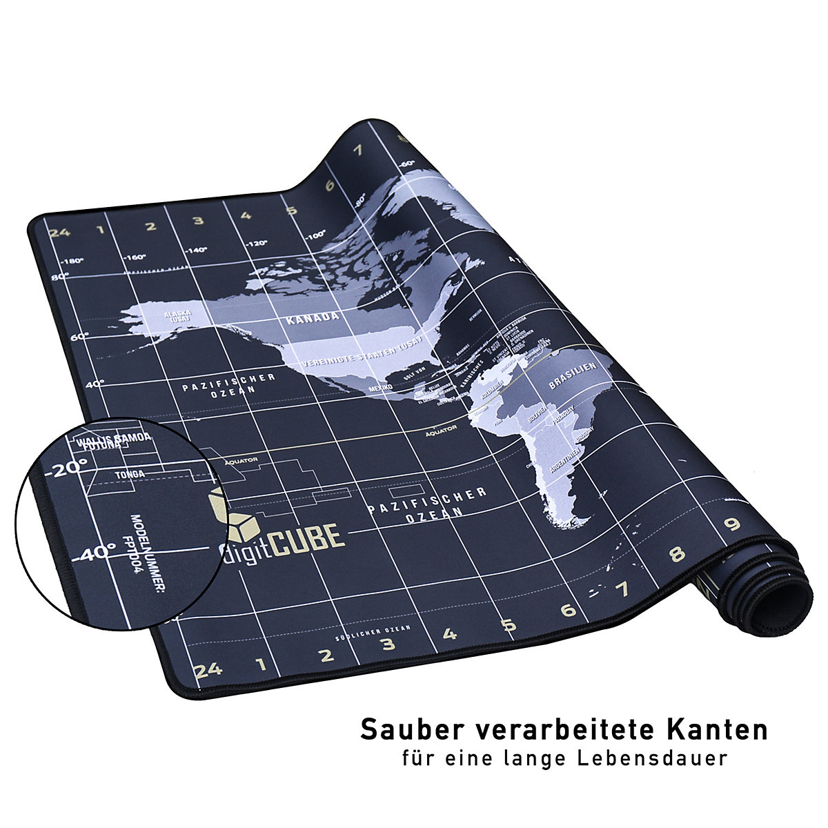 Schreibtischunterlage 90x60cm - Tischunterlage im Weltkarte Design mit deutschen Layout