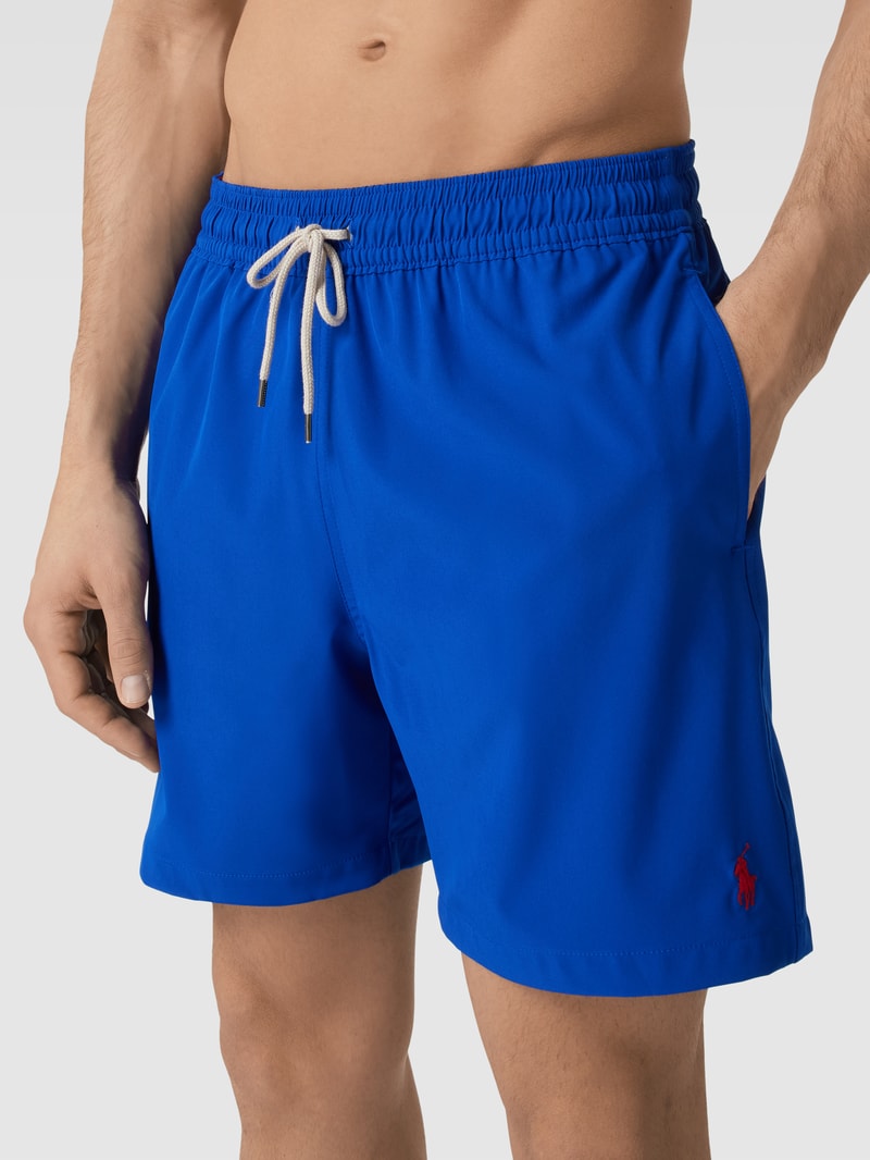 Badehose mit Logo-Stitching Modell 'TRAVELER' in royalblau