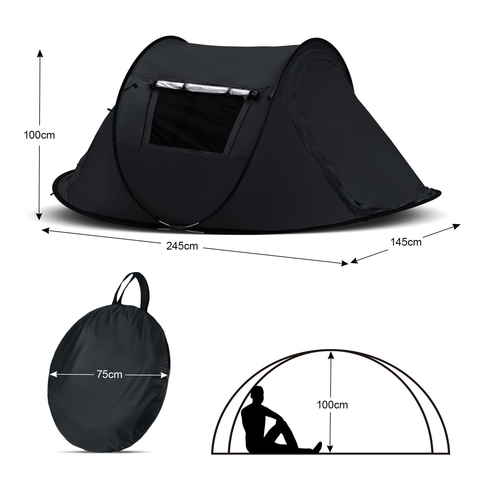 LEMROE Kuppelzelt Wurfzelt Pop up Zelt, Personen: 2, UPF 50+ Wasserdicht