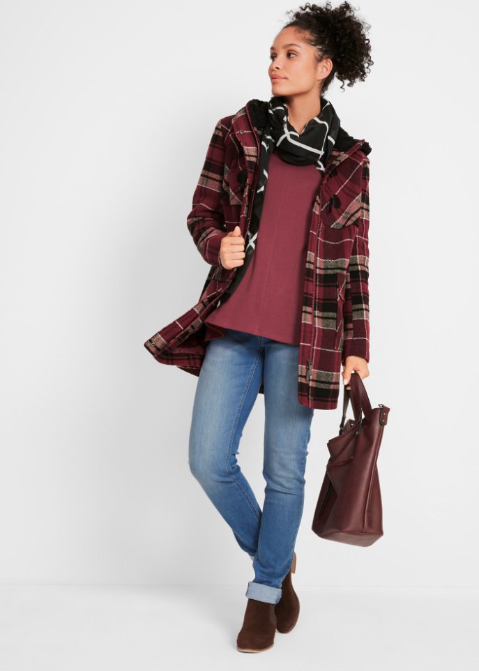 leicht wattierter Dufflecoat mit Kapuze